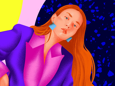 Fashionista/Four badge character design design fashion fashionillustration fashionista ginger graphicdesign illustration logo model orange portrait purple texture vector woman