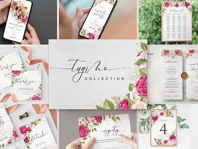 Hand Drawn Soft Red Roses Invitation card Template poster