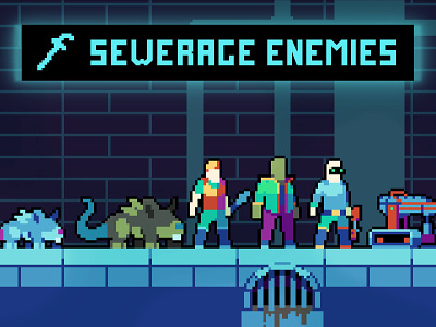 Sewerage Character Enemies 2d art asset assets caracter cyberpunk enemy enimies game game assets gamedev indie monster monsters mutant pixel pixelart pixelated png set