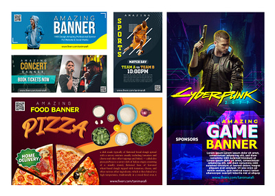 Amazing Banners And Posters by Tanim Arafi ads advertisement art banner concert fashion flyer food game gaming illustrator music photoshop poster promo promotion restaurant sports spotify work