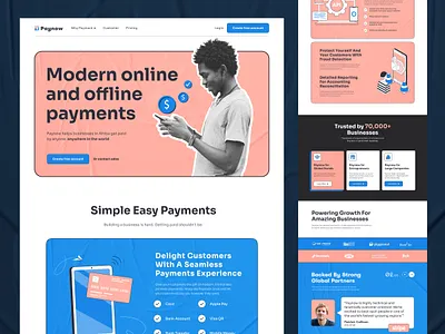 Paynow - Landing Page Design akib tanjil baas bank banking designops finance financial website fintech header hero homepage invest landing page money money transfer payment saas web web page webdesign