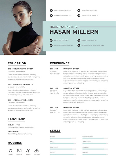 CV Resume Word Template clean cover cover letter curriculum vitae cv design cv template design doc document graphic design illustration job job cv minimalist portfolio professional cv resume resume design resume template work