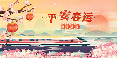 Chinese people go home for the Spring Festival chinese design illustration new year