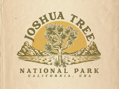 Joshua Tree National Park adventure apparel appareldesign graphic design illustration logo merchandise nationalpark vintage badge vintage logo
