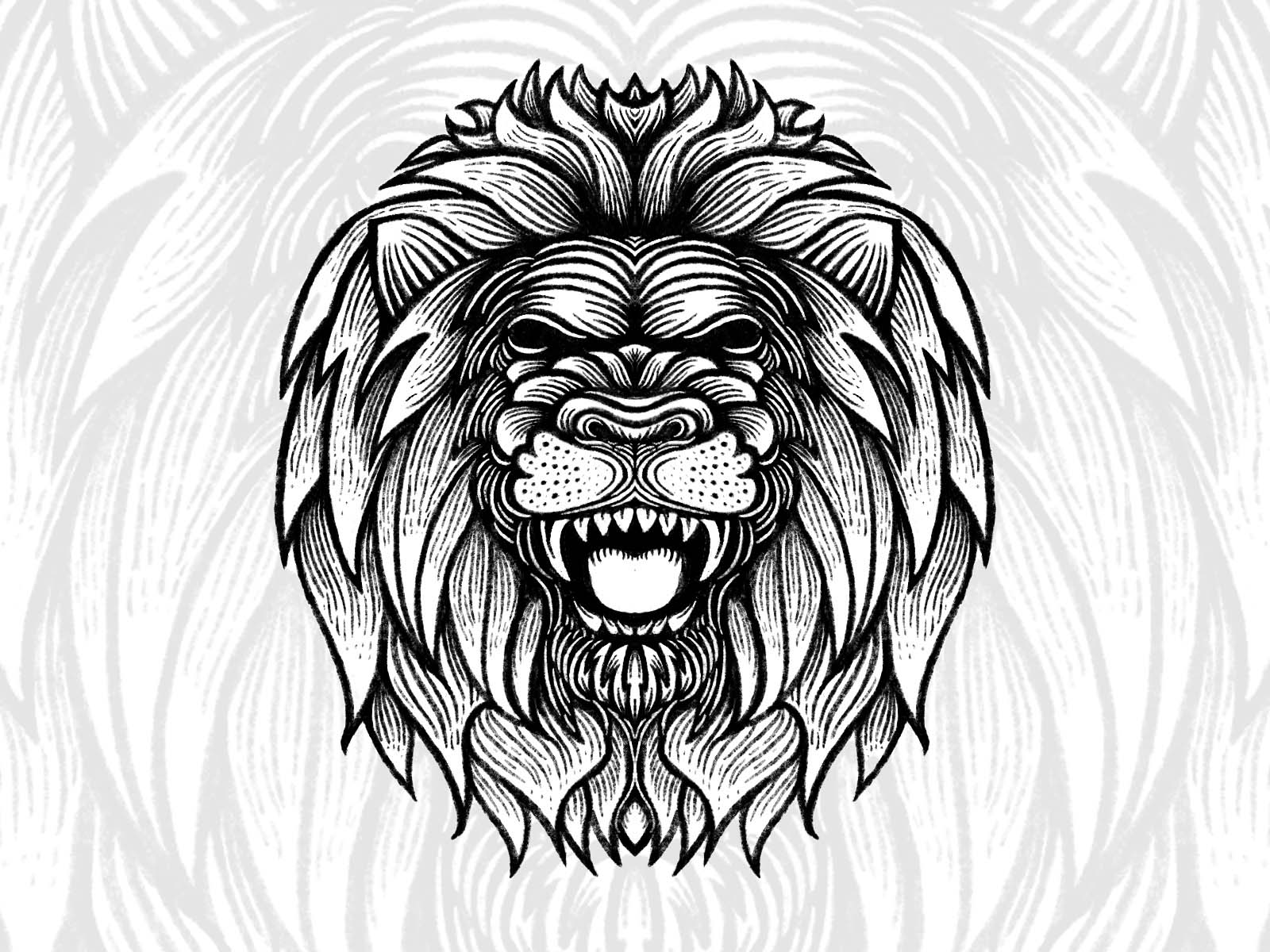 Premium Vector  Lion head animal tribal tattoo black and white design