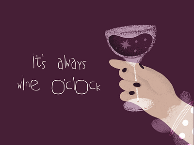 Wine o'clock article design birthday cheers concept concept design design dots drink galaxy gift card illustration procreate procreate illustration purple ui ui design wine wine drinking wine lover