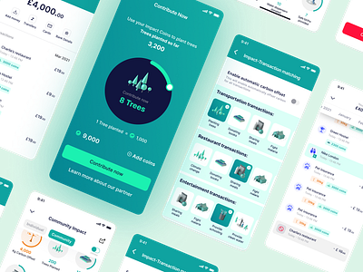 Eco-banking app banking carbon offset design finance minimal product design ui ux