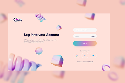 Log in page 3d design figma ui ux webpage website wed design