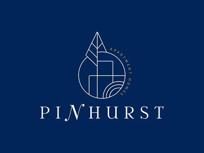 Pinhurst Logo blue brand branding commercial design identity line logo logo design marketing multi channel promotion simple tree typography vector