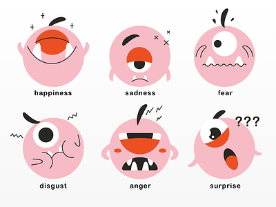 Pain character anger app character design disgust emotions fear flat happiness illustration pain pain relief sadness surprise