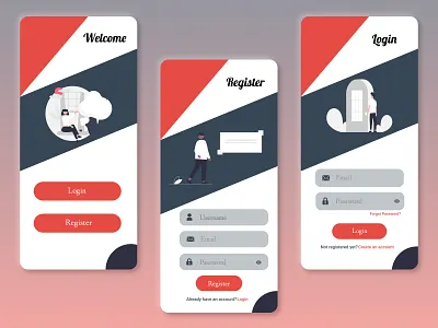 Covid App - Register|Login page app colors covid 19 design figma icon illustration login register ui ux welcome