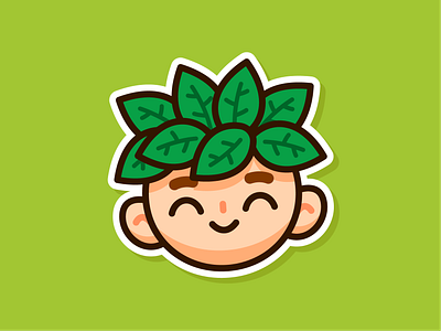 EcoBoy Sticker bio cartoon character children cute emoji emoticon environment flat funny graphic design illustration kids leaf logo mascot nature smile sticker vector