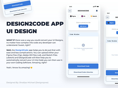 🚀 Design2Code App UI Design Concept adobe xd blockchain code concept creative css dao defi design design2code designcode designtocode ethereum figma html javascript new product product uiux web3