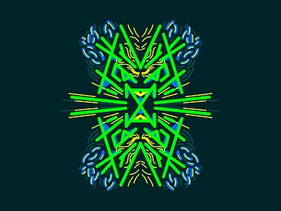 Flight doodle bright cat dark design doodle green illustration neon pro procreate symmetric type x