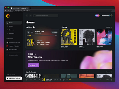Yandex Music Web App Update app apple music dark deezer design mode motion graphics music player product refactoring refactoring ui spotify ui web yandex music