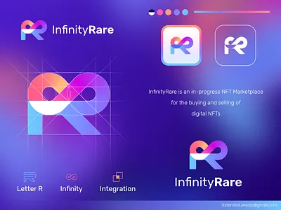 InfinityRare - Logo Design ♾️ blockchain brand colors concept creative logo crypto gradient graphic design icon identity letter r logo logo design mark marketplace modern monogram nft nft logo technology