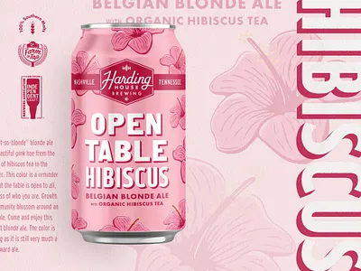 Open Table Hibiscus Ale ale beer beer can beer design belgian blonde branding brewery craft beer hibiscus independent craft package design packaging pink tea