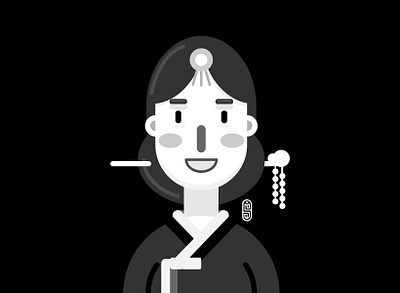 Queen South Korea blackandwhite design icon illustration vector