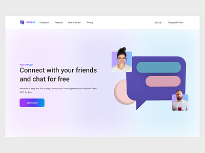 Landing page for Messenger App 2022 3d agency creative figma header illustration messenger ui uidesign