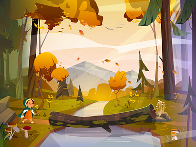 Autumn girl autumn branding design digitalart fall forest girl graphic design illustration landing vector web
