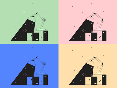 Moving 2d design digital illustration kapustin lamp linear moving outline set system tokyo vector