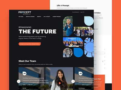 Procept Careers Website agency blue careers dark ui interface landing page medical modern orange pattern sketch web design