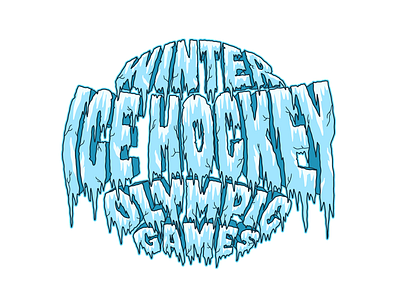 Winter Olympic Games Lettering Badge: Ice Hockey badge branding custom logo design font ice hockey illustration lettering lettering logo logo olympic sport logo typography vector winter olympics