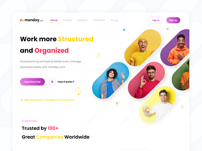monday.com - Task Management Landing Page dashboard eunoiataha home page landing page monday.com portfolio project management taha haghighi task task list task management task manager team to do todo list trello web web design website
