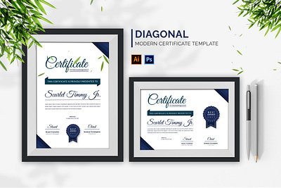 Diagonal Certificate certificate graphic template