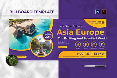 Travel Explore Billboard Landscape billboard billboard landscape graphic template