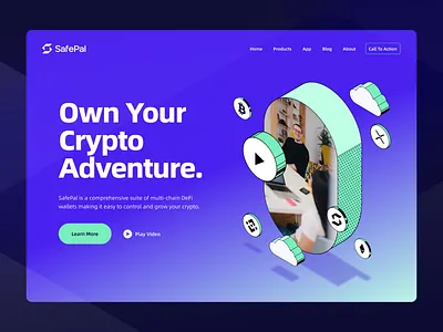 SafePal web design concept crypto crypto wallet cryptocurrency illustration landing page layout safepal software typography ui unfold wallet web design web3 web3.0