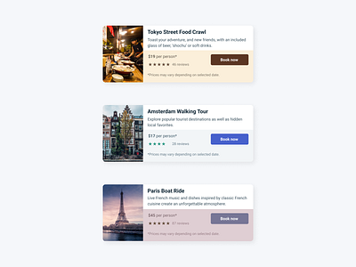 Travel cards - concept UI cards cities clean exercise figma figmadesign food graphic design travel ui ui design web webdesign