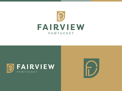 Fairview Logo Design branding gold green logo logo design monogram real estate