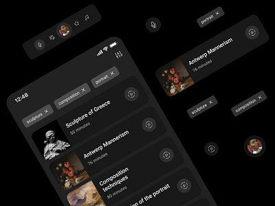 App design for podcasts 2022 app application audio dark theme design icons inspirite ios like menu mobile design music new podcast popular trend ui ux white theme