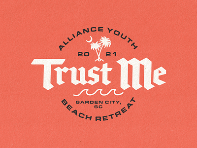 Alliance Youth Beach Retreat Graphic (Alternate) apparel badge branding design logo palm tree palmetto tree retreat tshirt type typography vector waves youth