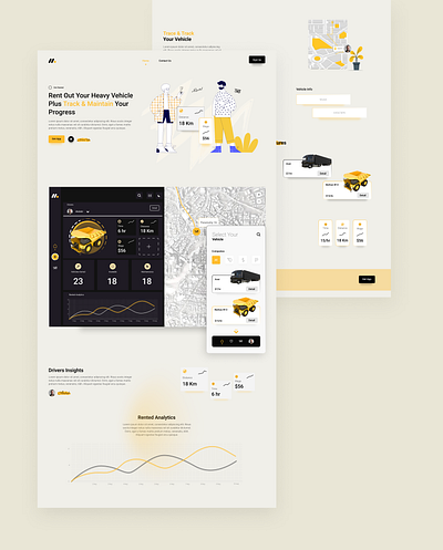 Saas Heavy Vehicle Rent App & Dashboard app behance dashboard figma graphic design rent saas ui ux vehicle