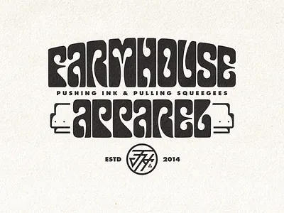FarmHouse Apparel Funky Type apparel branding design funky type logo retro screen printing tshirt type typography vector