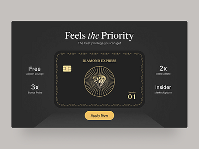 Priority Banking - Landing Page Exploration bank banking card clean dark mode finance financial gold minimalist premium ui ux