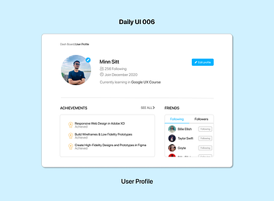 Daily UI 006 dailyui ui userprofile