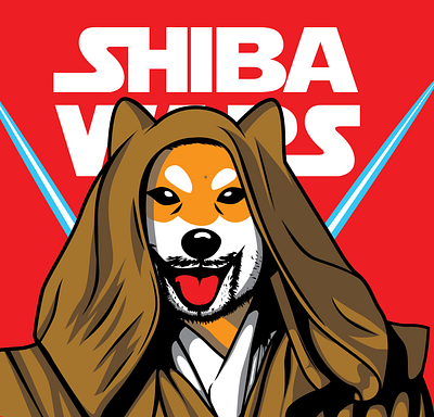 Shobinu-wan Kenobi art illustration mascot shiba starwars vector