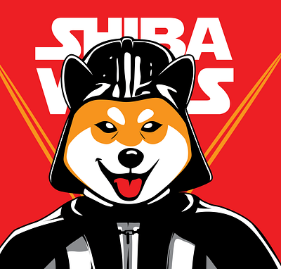 Shibarth Vader art darthvader mascot shiba starwars vector