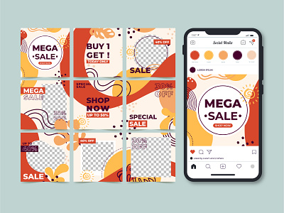 Instagram Puzzle Feed Template abstract graphic design instagram layout promotion sale puzzle feed template