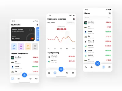 Digital Wallet - Mobile App bank ewallet finance fintech money transaction ui uidesign uxdesign wallet