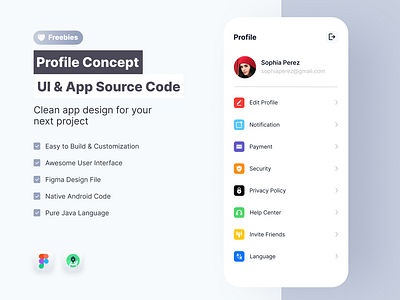 Profile UI Design For Android With Source Code Free android android app app app profile clean code design free freebies ios minimal mobile app design mobile ui profile design setting source code ui ux
