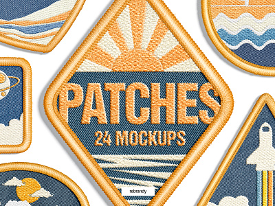 Embroidery Effect Patch Mockups Set accessory download embroidery icon mockup psd sewn symbol