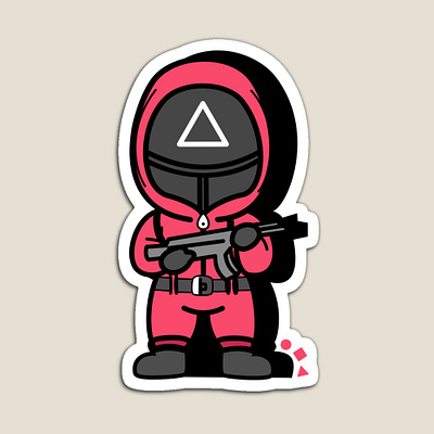 Triangle Mask Soldier - Cute Pink Squid Game art character design circle cute design digital art drawing geometric design illustration kdrama pink red simple square squid game squid game quotes squid game soldiers squid game workers trending triangle