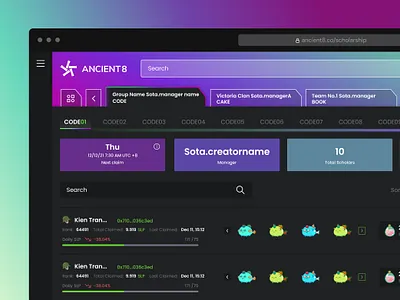 NFT Scholar Dashboard crypto darkmode dashboard game nft uidesign