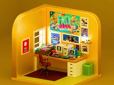 Game room 3d illustration 3d 3d animation 3d il 3d illustration 3d visual effects animation blender branding design icon illustration logo motion graphics ui