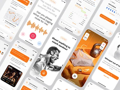 sandow v2: AI Fitness & Nutrition App | Fitness Assistant Flow ai fitness app ai fitness coach ai workout app clean coaching app figma ui kit fitness assistant fitness companion fitness companion app fitness mobile app fitness ui kit minimal modern orange personalized fitness smart fitness smart workout virtual coach app wellness app workout app