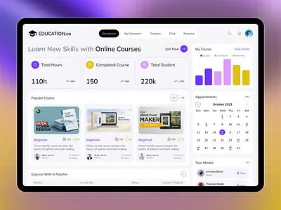 Online Education Dashboard UI/UX Design admin dashboard admin panel dashboard education education dashboard online online course online education ui design uibulbul uiux design website design